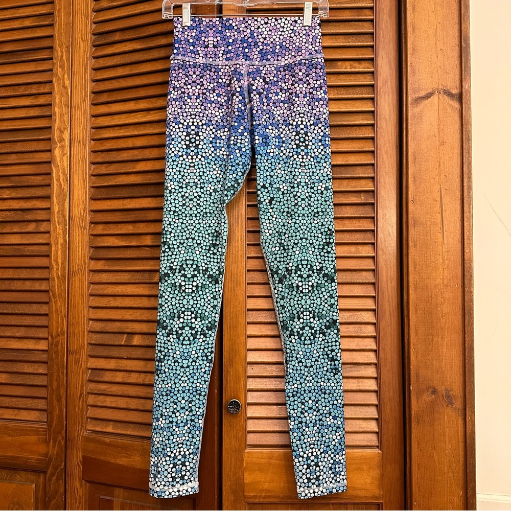 NWT Arthletic ombré mermaid yoga leggings, purple/blue/green dots, size L